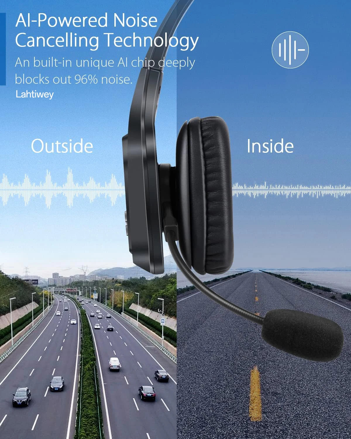 Premium Trucker Bluetooth Headset 30-Hour Talk Time