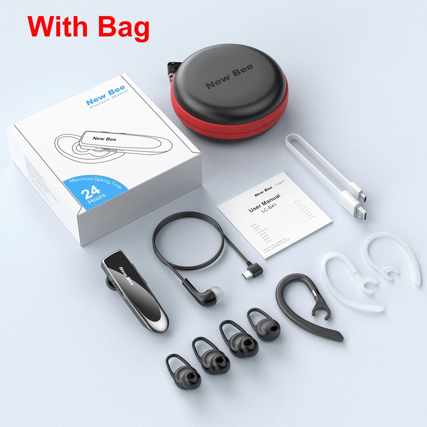 New Bee LC-B41 Bluetooth Wireless Headset V5. with Mic 24Hrs Talking Time