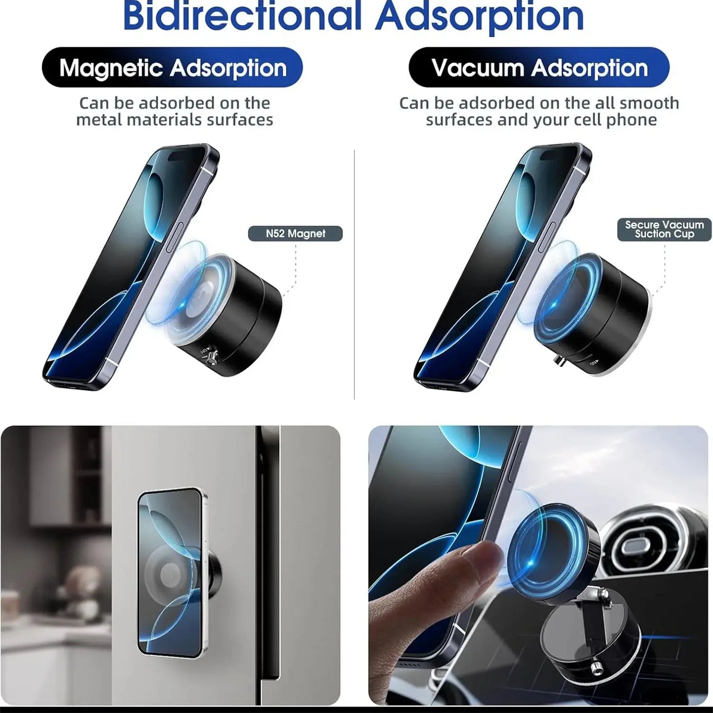 2025 New Model 360-Degree Rotating Aluminum Alloy Magnetic Vacuum Suction Cup