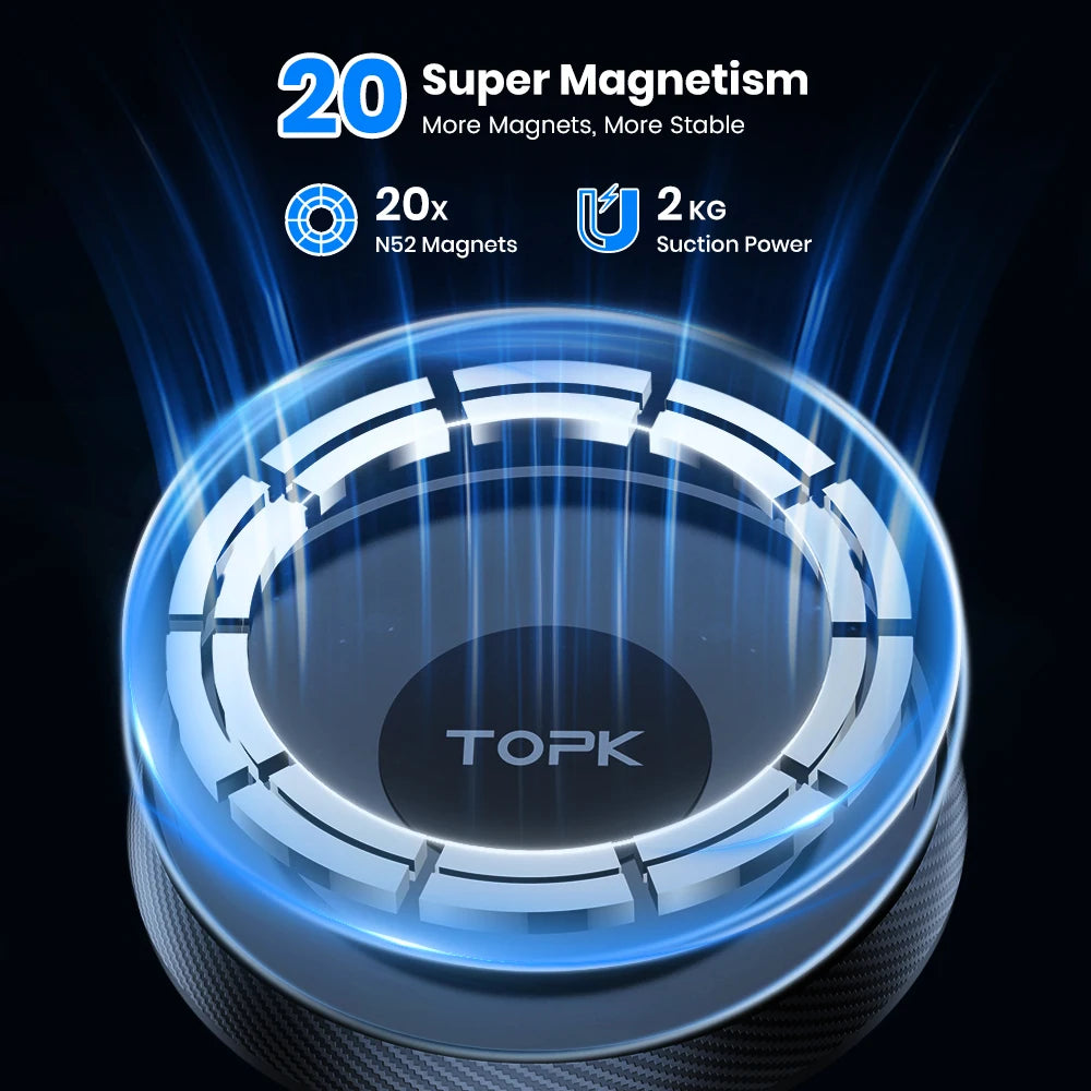 TOPK Fits MagSafe Car Phone Holder, Strong Magnetic