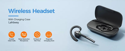 Bluetooth Headset with Noise-Cancelling Mic LED Charging Case