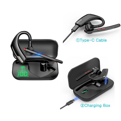 New Bee M51 Bluetooth 5.2 Wireless Headset Earphones Headphone with Dual-Mic CVC8.0 Noise Cancelling Handsfree Business Earbuds