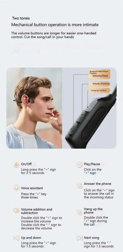 G06 Bone Conduction Bluetooth Earphones Waterproof Dual Mic Noise Reduction