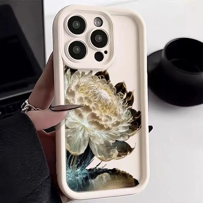 Flower Matte Phone Case for iPhone Shockproof Cover