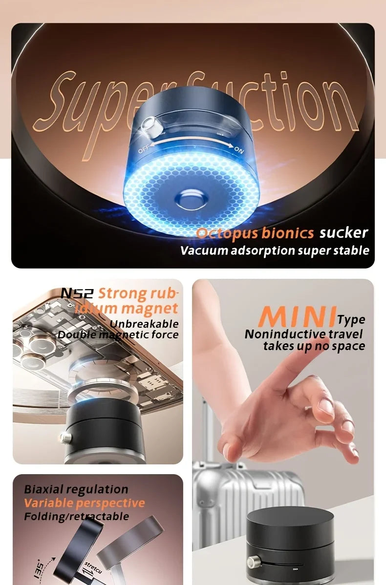 2025 New Model 360-Degree Rotating Aluminum Alloy Magnetic Vacuum Suction Cup
