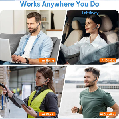 Bluetooth Headset with Noise-Cancelling Mic LED Charging Case