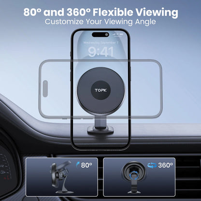 TOPK for MagSafe Car Phone Mount, Strong Magnet 360°